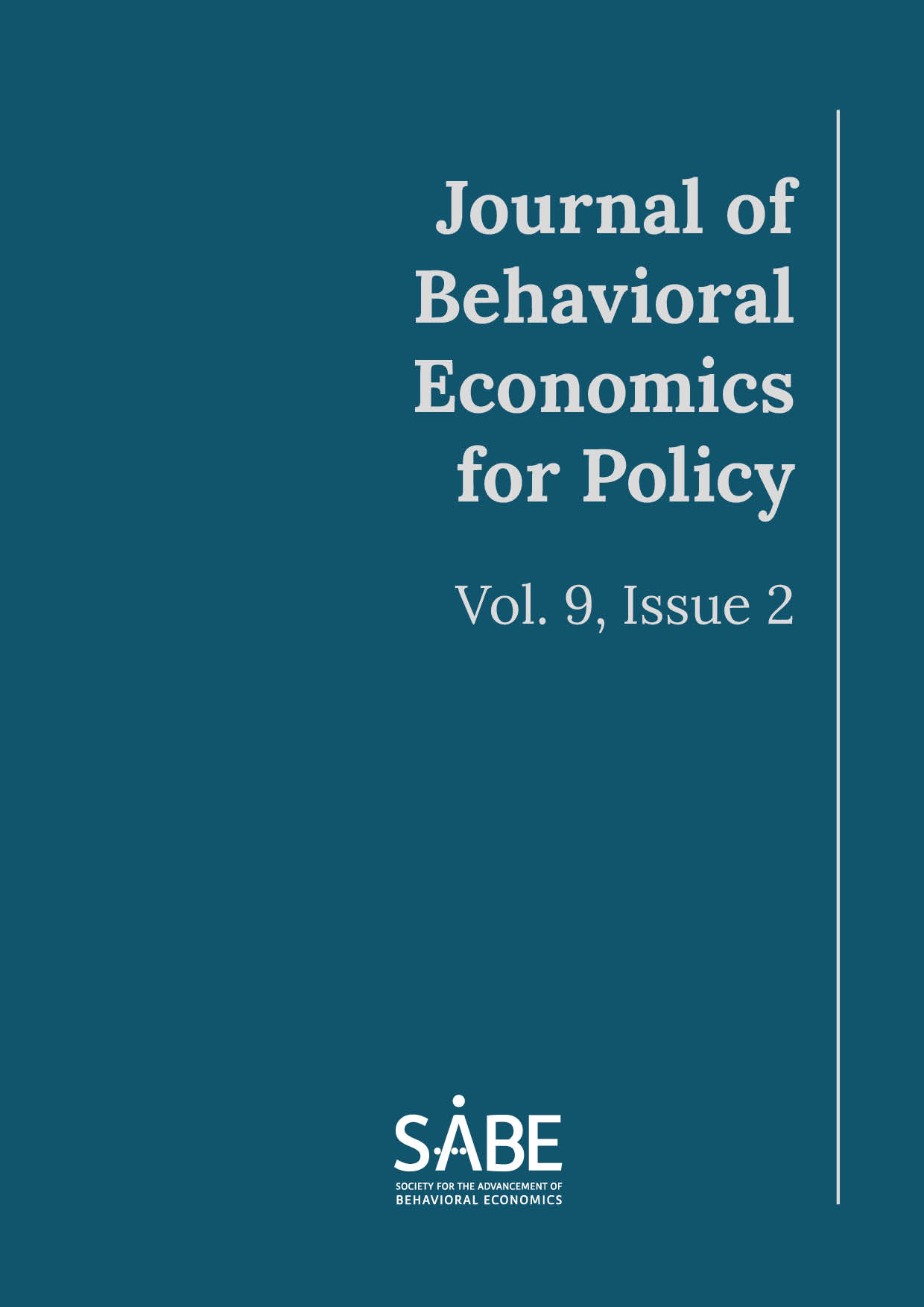 					View Vol. 9 No. 2 (2025): Journal of Behavioral Economics for Policy
				